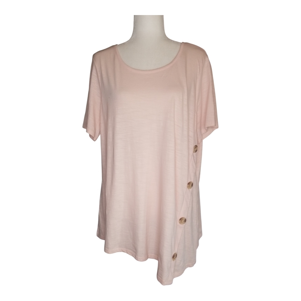 Avenue Light Pink Peaxh Side Button Tunic